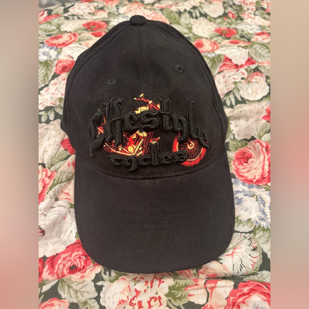 lifestyle custom cycles motorcycle rare y2k baseball cap raised embroidered logo